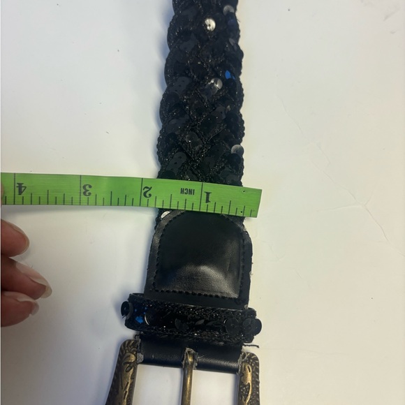 Black Braided Belt with Decorative Buckle - Picture 3 of 4